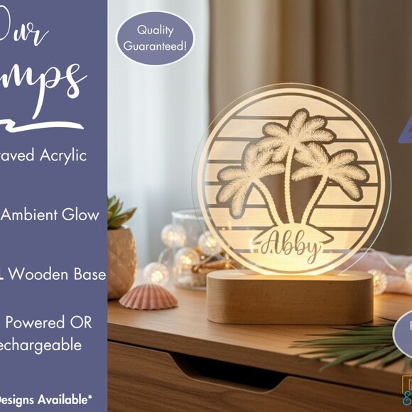 Palm Tree LED Lamp | Personalized Light-Up Name Sign for Beach & Island Lovers - Picture 3 of 8